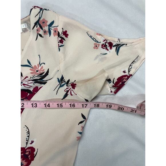 ASTR The Label Cream Red Floral Button Front Ruffle Mini Dress Size Small - Picture 13 of 14